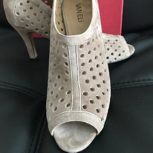VANELI Truffle Suede Heels | Peep Toe